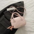 Bolso cuadrado pequeño rosa claro elegante con asas dobles y letras doradas de moda - Rosa