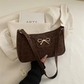 Bolso de hombro con estampado de leopardo marrón oscuro y detalle de lazo dorado chic - Marrón