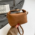 Brown minimalist underarm bag with gold hardware and adjustable crossbody strap - Brown