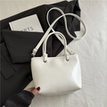 Borsa tote minimalista in pelle PU bianca con manico annodato e tracolla - Bianco