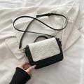 Vintage sherpa flap saddle bag in black with fuzzy wool texture and adjustable strap - Black