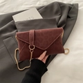 Elegant wine red leopard embossed envelope clutch bag with gold chain and ring handle - Red