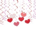 Red and pink heart hanging swirls decorations for Valentine party and room ornaments - Mixed Heart Swirl Hanging