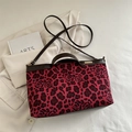 Borsa hobo rossa con stampa leopardata e floreale con manici in pelle marrone scuro - Rosso