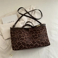 Borsa tote con stampa leopardata e rose con manici in pelle e tracolla rimovibile - Marrone