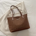 Brown leopard print matte tote bag with gold logo and spacious shoulder straps - No Pendant / Brown