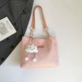 Borsa tote in tela rosa con stampe di stelle argentate e charm a forma di nuvola - Con Ciondolo / Rosa
