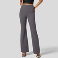 High waist dark grey yoga flare pants with a slim fit lifting effect for women - S / Dark Gray