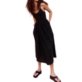 Vestido largo negro de tirantes finos con una falda plisada voluminosa y elegante - S / Negro