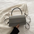 Bolso cuadrado gris en PU mate y tejido de purpurina con asa superior y correa larga - Gris