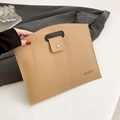 Grand sac à main kaki en cuir avec texture litchi et logo JINGPINPJ imprimé - Khaki