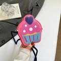 Cute cupcake shaped crossbody bag in pastel pink and purple with heart detail - Pink