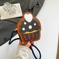 Cute cupcake shaped crossbody bag with brown base and black frosting for kids - Brown