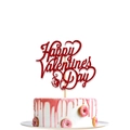 Decoración de pastel roja brillante Happy Valentine's Day con rosa y corazón - Estilo Corazón Rosa