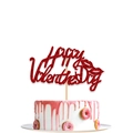 Primer plano del adorno de pastel Happy Valentine's Day rojo brillante con corazones - Estilo Labios Dobles