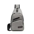 Gray casual crossbody chest bag for men made of durable fabric for outdoor sports use - Gray