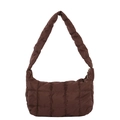 Sac hobo matelassé marron foncé en nylon doux de grande capacité pour l'épaule - Marron