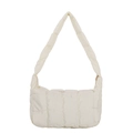 Sac à bandoulière matelassé blanc crème en nylon avec grand motif à carreaux - Blanc