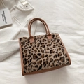 Bolso tote retro de piel sintética de leopardo con asas de cuero sintético marrón - Leopardo Marrón