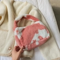 Borsa tote in ecopelliccia rosa e bianca con motivo mucca e morbida consistenza peluche - Rosa (Stampa Muccata)