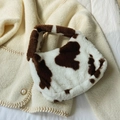 Borsa tote da donna in peluche con motivo mucca in morbida ecopelliccia autunnale - Marrone (Stampa Muccata)