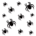 3D Halloween spider wall stickers set in matte black PVC for haunted house party decor - Black Matte Style / 36 Pieces (6cm/8cm/10cm)