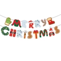 Festive Merry Christmas banner featuring colorful cardstock letters with holiday motifs - Christmas Glove and Clothes Style