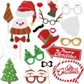 Set di 16 oggetti di scena per foto di Natale con occhiali da pupazzo di neve e cappelli rossi - Set Accessori Foto Natale