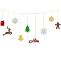 Striscione Merry Christmas con renne e fiocchi glitterati per decorazione murale - Set di Banner Natalizi da 9 Pezzi (Buon Natale/Renna/Fiocco di Neve/Omino di Pan di Zenzero/Albero di Natale)