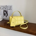 Yellow quilted faux leather handbag with detachable strap and small matching coin purse - Yellow