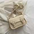 Borsa a tracolla retrò bianco crema con fibbie doppie e tracolla sottile - Bianco Sporco