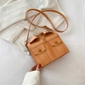 Mini khaki crossbody bag with creative jacket design and golden hanger hook detail - Orange
