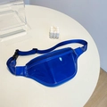 Blue transparent PVC crossbody fanny pack with adjustable strap and sleek zipper - Blue