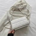 Minimalist white quilted leather crossbody bag for women with an adjustable strap - White