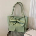 Bolso tote grande chic verde aguacate con lazo extragrande y asas para mujer - Verde