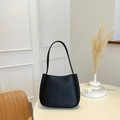 Bolso tote grande negro minimalista en cuero suave mate para mujer bolso de hombro - Sin colgante / Negro