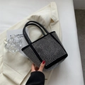 Secchiello nero scintillante con strass argentati ed eleganti doppi manici neri - Argento