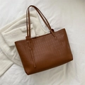 Borsa tote marrone intrecciata di grande capacità in pelle PU per l'uso quotidiano - Marrone