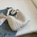 Bolso bandolera acolchado de algodón blanco con gran capacidad y estilo hobo acolchado - Blanco