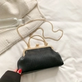 Borsa a tracolla retrò nera in velluto con chiusura a cuore dorata e catenella - Nero
