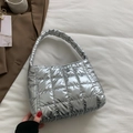 Bolso acolchado en plata metalizada con diseño cuadrado elegante para el invierno - Plateado
