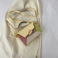 Borsa a tracolla geometrica in pelle con design a blocchi di colore giallo e rosa - Patchwork Giallo