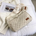 Borsa tote beige oversize a scacchi con tracolla regolabile e portamonete - Cachi