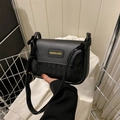 Chic black vintage leather square bag with diamond quilting and fashion lettering tag - Black without Pendant