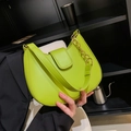 Minimalist lemon green hobo shoulder bag with stylish gold chain strap and smooth finish - Green