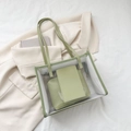 Transparenter PVC-Shopper mit hellgrüner Leder-Innentasche im Set für Pendler - Grün
