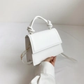 Borsa a tracolla bianca minimalista con manico a nodo e tracolla rimovibile - Bianco
