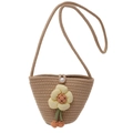 Chic woven bucket bag with 3D floral accents and pearl clasp for summer style - Style 2 / Khaki