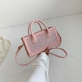 Chic pink rhinestone satchel handbag with dual handles and crossbody strap - Pink