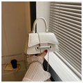 Dettaglio mini borsa in pelle bianca con catena d'argento e decorazione manico - Bianco